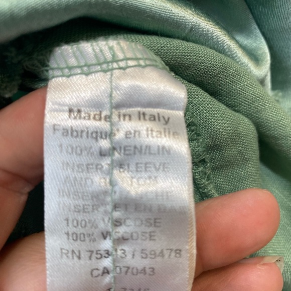 Terzo Millennio 100% Linen Oversized Teal Blouse - Picture 3 of 9